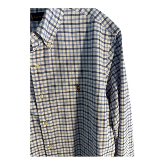 Ralph Lauren Mens Shirts Blue White Gingham Check Button Down Size Large - Picture 3 of 12